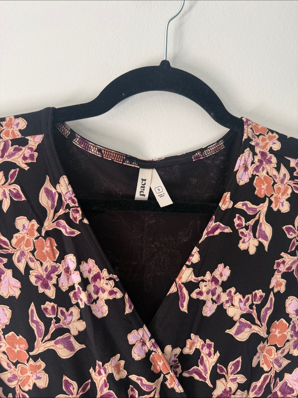 NWOT Pact Floral Faux Wrap Dress - Picture 2 of 4